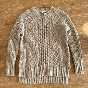 Alex Mill Crew Neck Button Side Cable Knit Wool Alpaca Pullover Sweater Size S